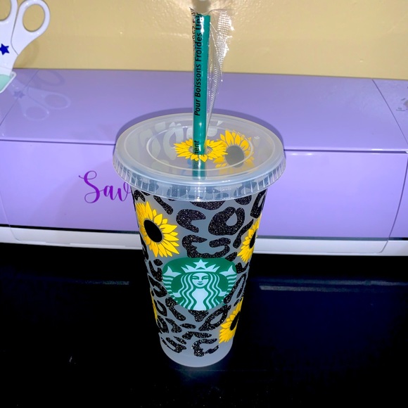 Sunflower cheetah leopard print custom tumbler cup - Picture 5 of 5